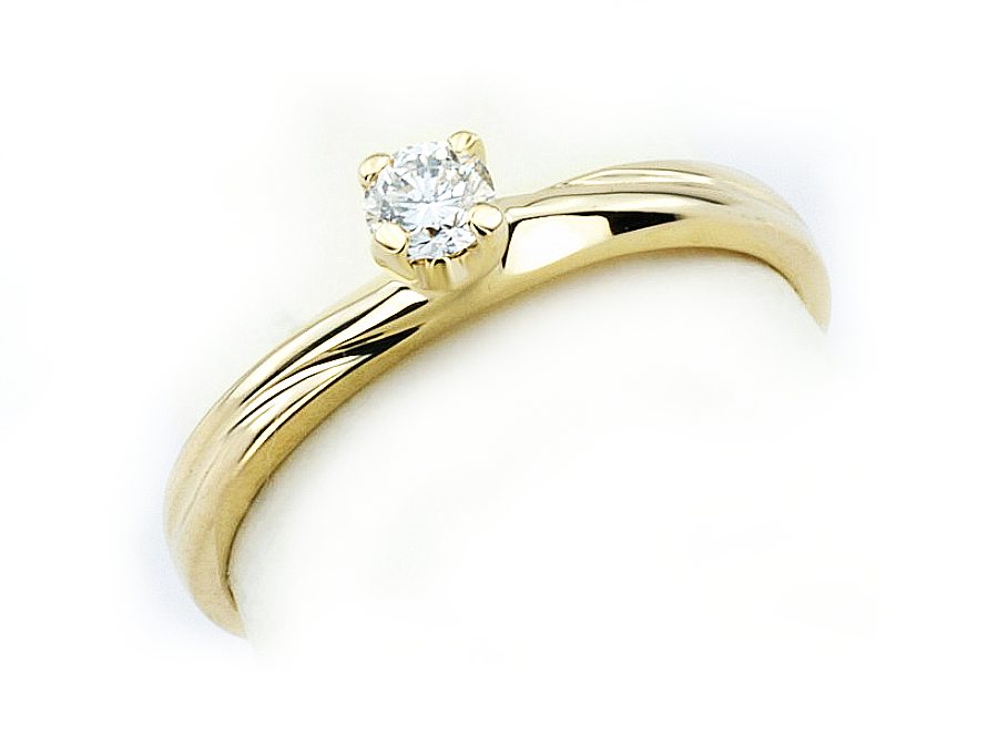 Złoty pierścionek z brylantem żółte złoto - g1088br_Vs1_H — zdjęcie 3