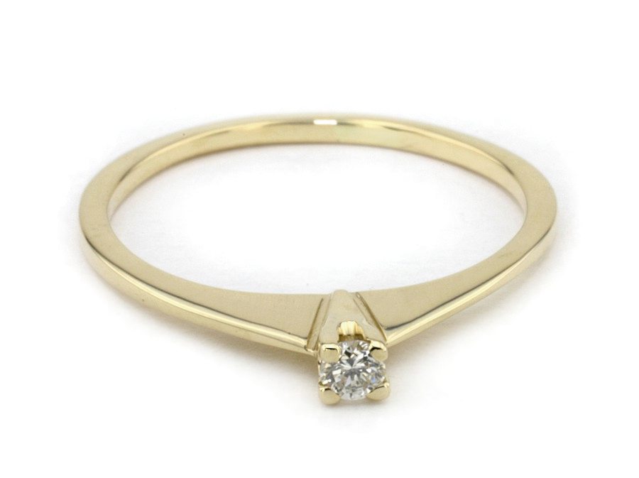 Złoty pierścionek z brylantem żółte złoto - g1090br_Si_H — zdjęcie 2