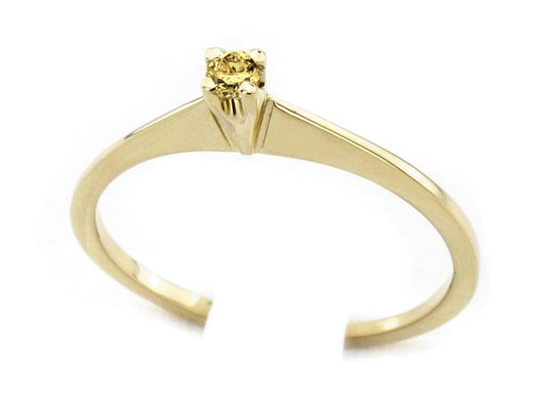 Złoty Pierścionek z brylantem żółte złoto barwa Gold — g1090z