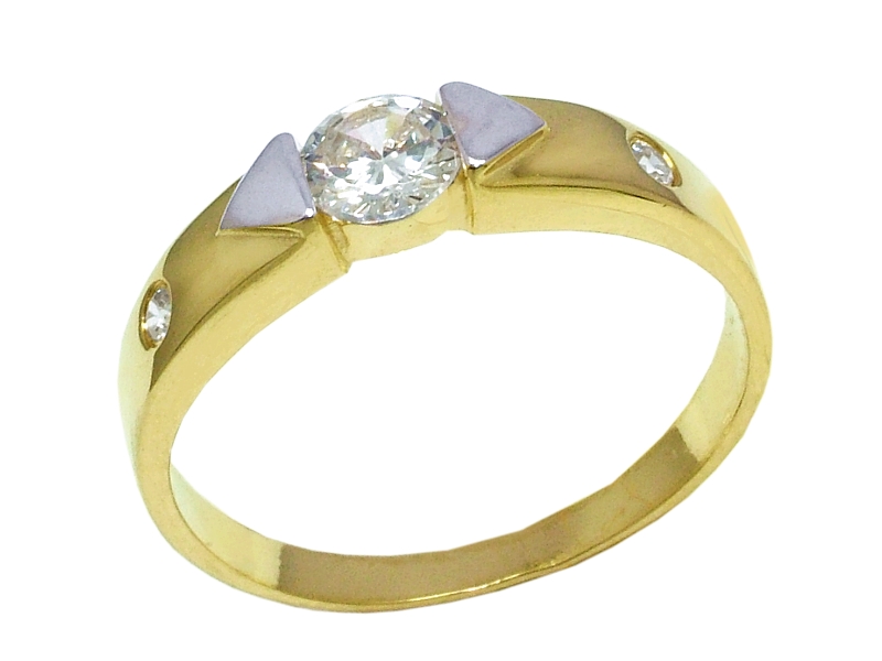 Złoty pierścionek z cyrkoniami żółte złoto - j1001