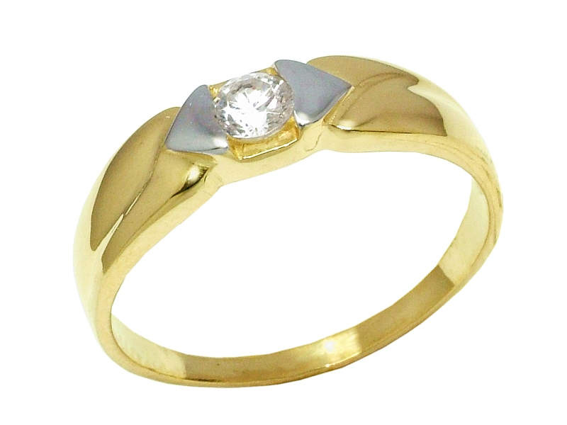 Złoty pierścionek z cyrkonią żółte złoto - j1002