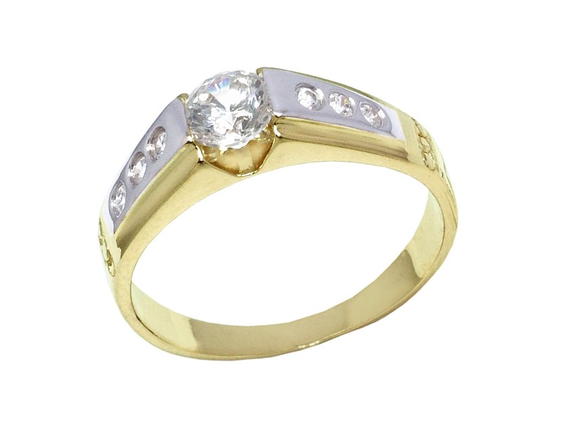 Złoty pierścionek z cyrkoniami żółte złoto - j1011