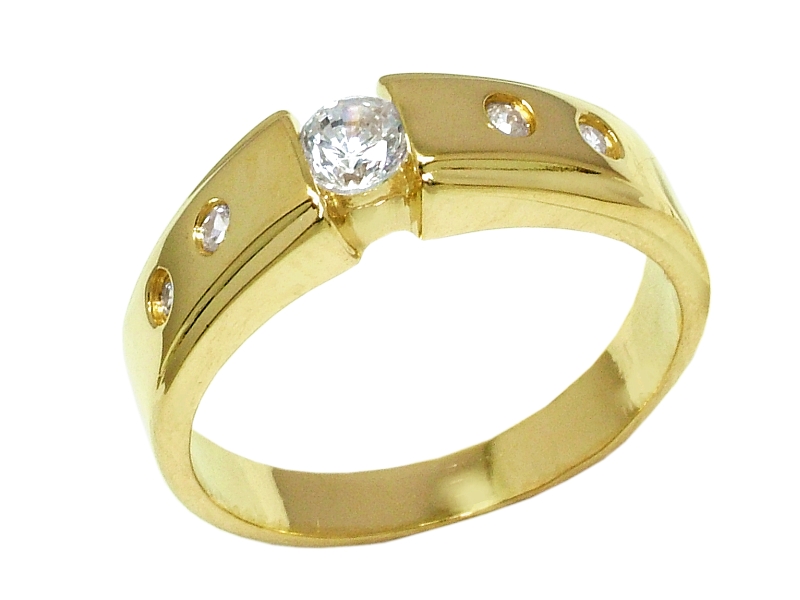 Złoty pierścionek z cyrkoniami żółte złoto - j1012