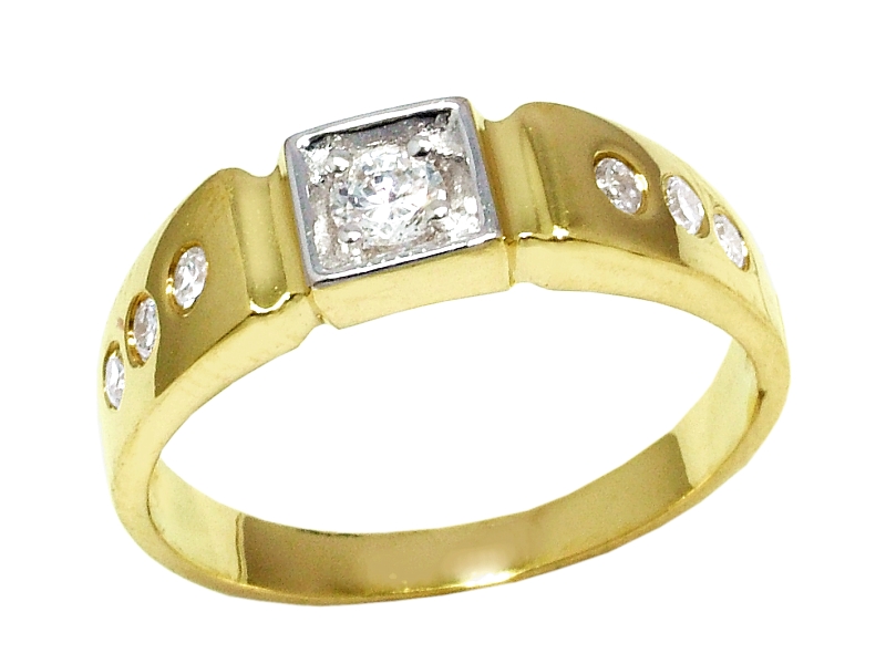 Złoty pierścionek z cyrkoniami żółte złoto - j1014