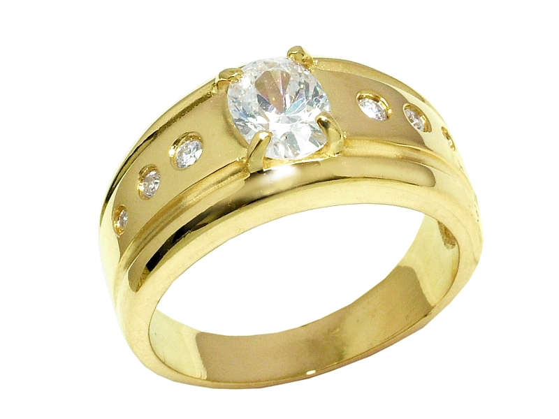 Złoty pierścionek z cyrkoniami żółte złoto - j1019