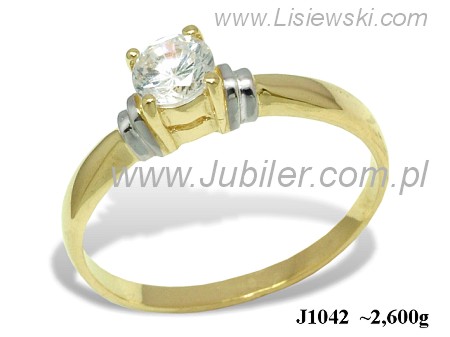 Pierścionek zaręczynowy z diamentem zloty proba 14k - j1042br_Si_H - 1