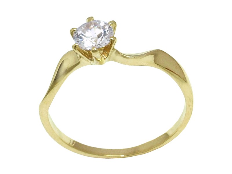 Złoty pierścionek z cyrkonią żółte złoto - j113