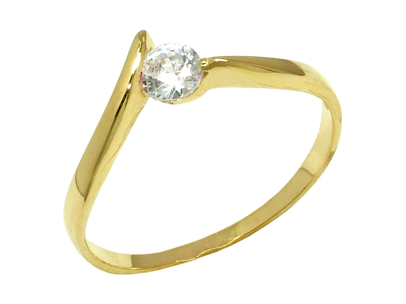 Złoty pierścionek z cyrkonią żółte złoto - j12