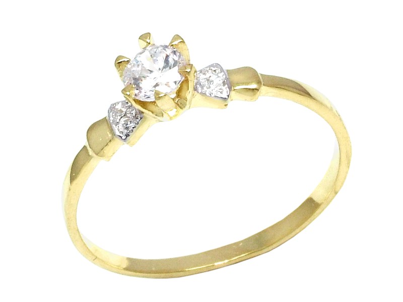 Złoty pierścionek z cyrkoniami żółte złoto - j125