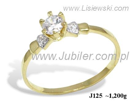 Złoty pierścionek z brylantami żółte złoto - j125br_Si_H — zdjęcie 2