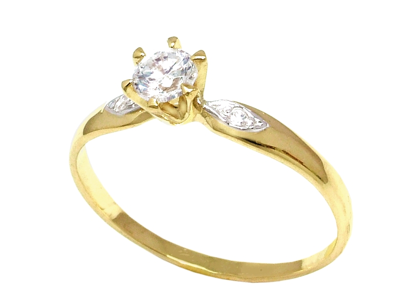 Złoty pierścionek żółte złoto i cyrkoniami - j126