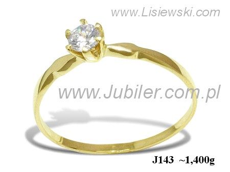 Złoty pierścionek z brylantem żółte złoto - j143br_P1_H — zdjęcie 2