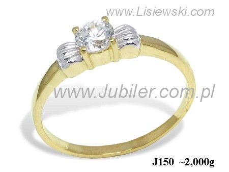 Złoty pierścionek i cyrkonią - j150 - 1