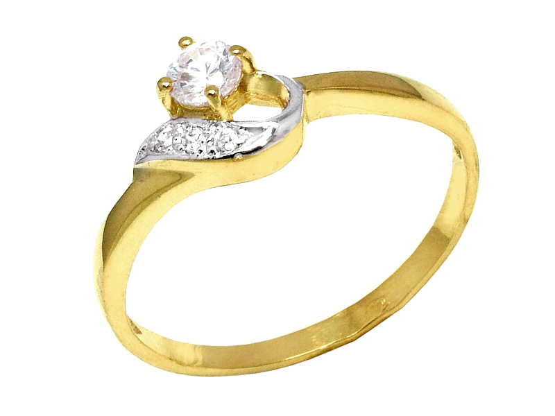 Złoty pierścionek z cyrkonią żółte złoto - j161