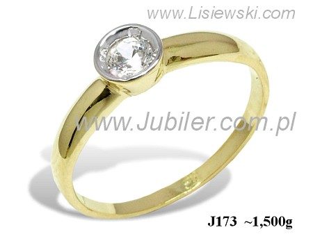 Złoty pierścionek z brylantem żółte złoto - j173br_P1_H — zdjęcie 2