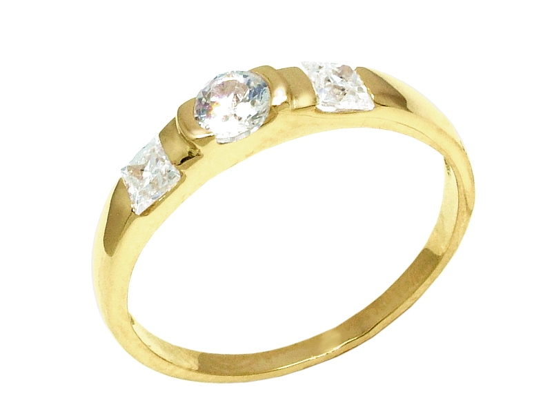 Złoty pierścionek z cyrkoniami żółte złoto - j178