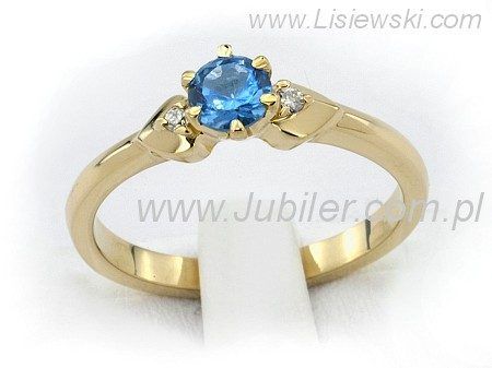 Złoty pierścionek ze spinelem i diamentami - jg1043z_spinel