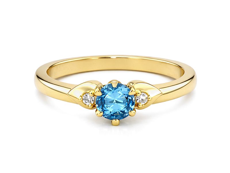 Złoty pierścionek ze spinelem i diamentami - jg1043z_spinel — zdjęcie 3