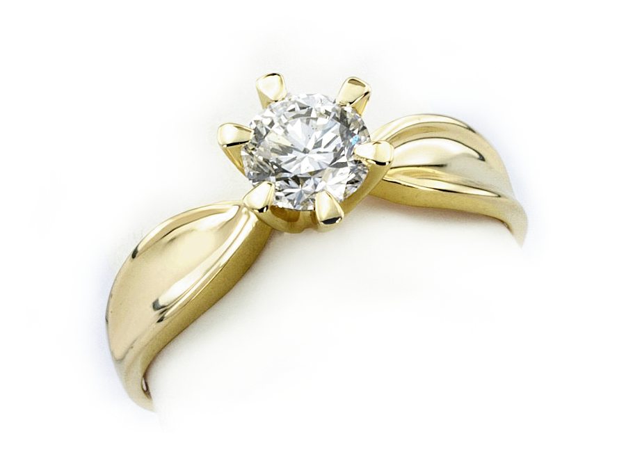 Złoty pierścionek z brylantem żółte złoto - jg1044Br_Si1_H — zdjęcie 3