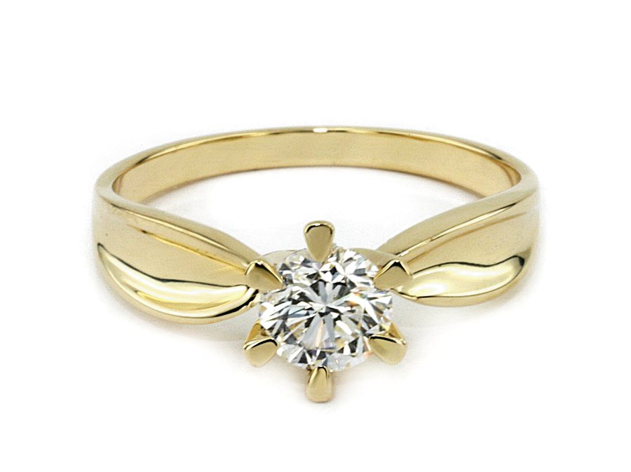 Złoty pierścionek z brylantem żółte złoto - jg1044br_VVS_H — zdjęcie 2