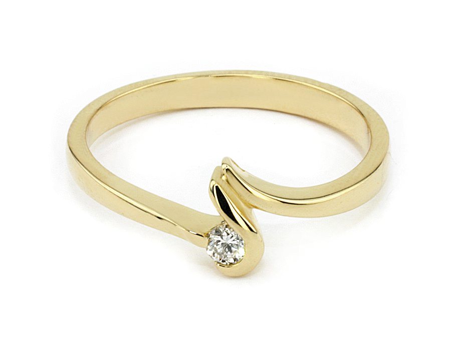 Złoty pierścionek z brylantem żółte złoto - jg104br_VSH — zdjęcie 2