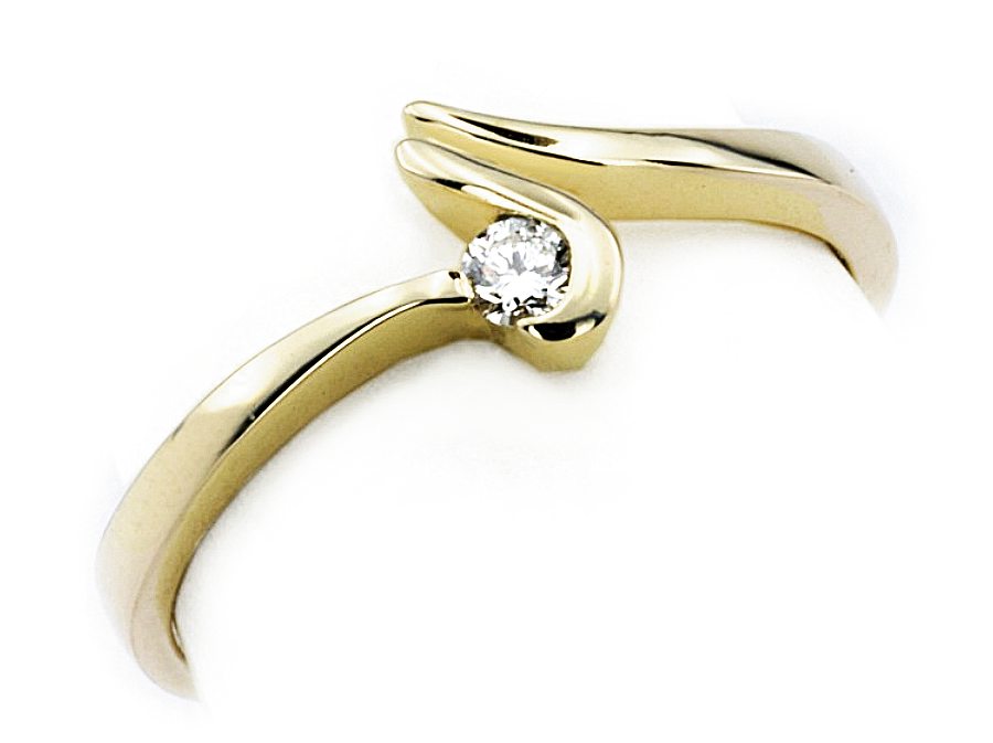 Złoty pierścionek z brylantem żółte złoto - jg104br_VSH — zdjęcie 3