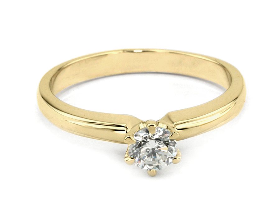 Złoty pierścionek z brylantem żółte złoto - jg1058br_VVS — zdjęcie 3