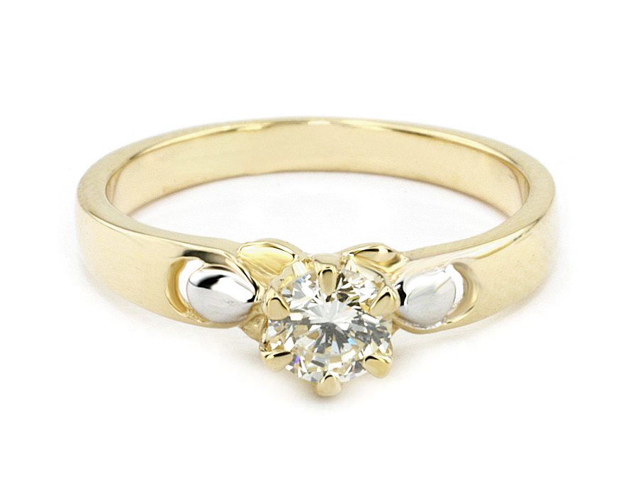 Złoty pierścionek z brylantem żółte złoto - jg1060br_VVS1_F — zdjęcie 2