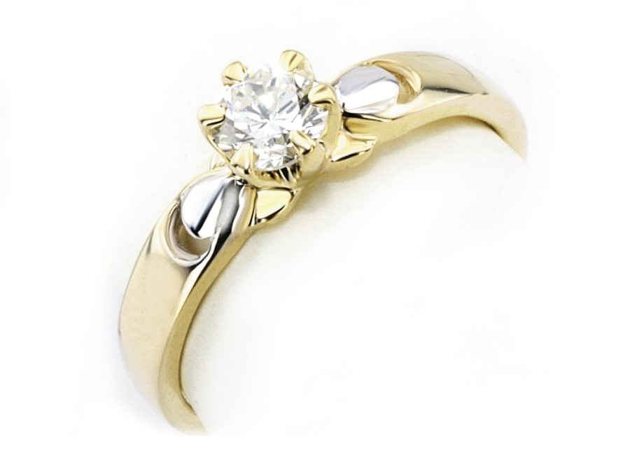 Złoty pierścionek z brylantem żółte złoto - jg1060br_VVS1_F — zdjęcie 3