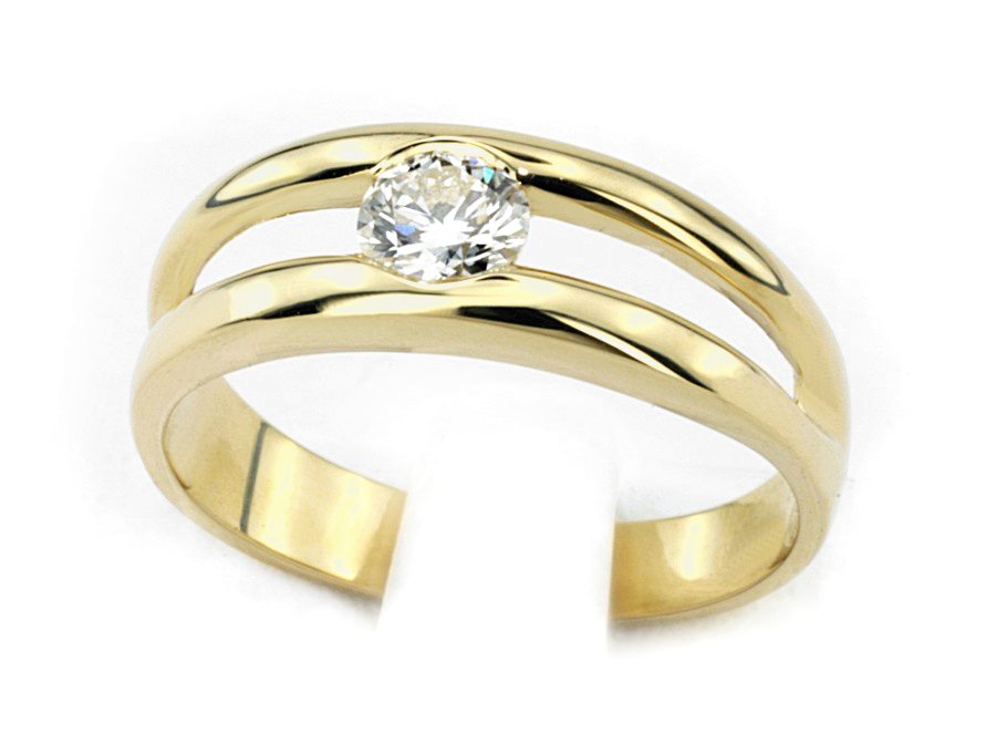 Złoty pierścionek z brylantem żółte złoto - jg1084br_Si_H