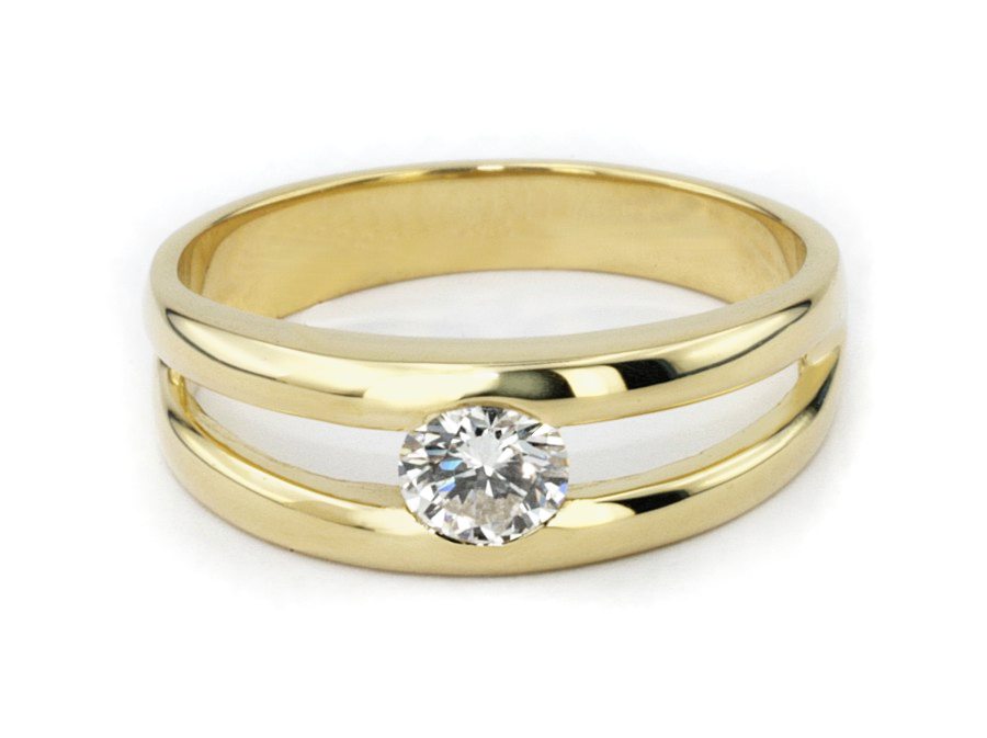 Złoty pierścionek z brylantem żółte złoto - jg1084br_Vs1_H_ — zdjęcie 2