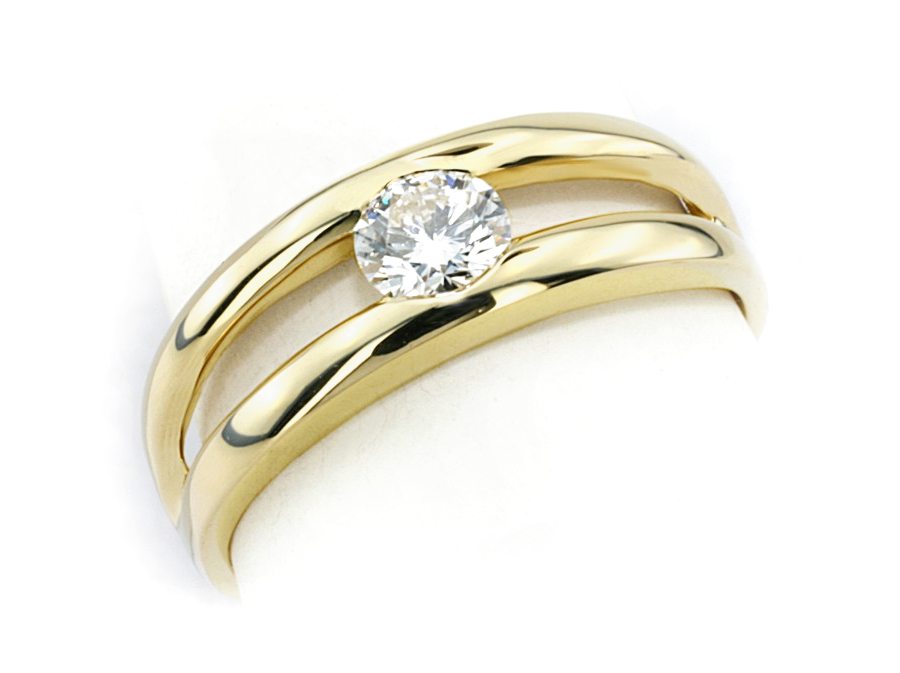 Złoty pierścionek z brylantem żółte złoto - jg1084br_Vs1_H_ — zdjęcie 3