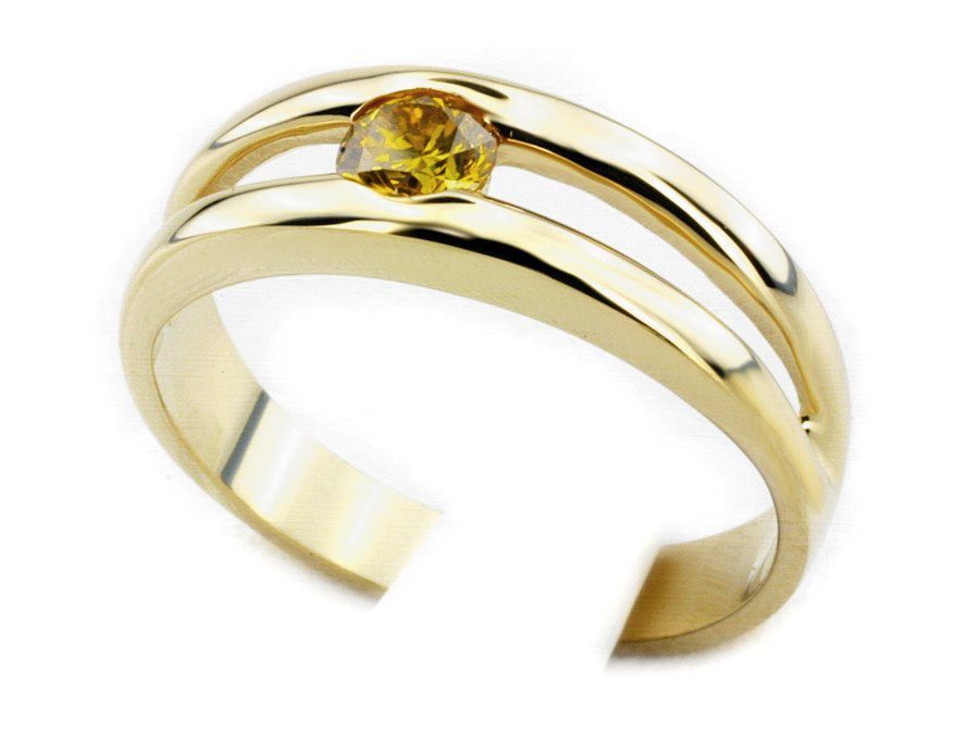 Pierścionek z brylantem gold żółte złoto próby 595 - jg1084br_VVS_gold - 1