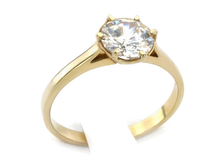 Klasyczny Złoty pierścionek z diamentami żółte złoto 585 - jg1092br_SI_I