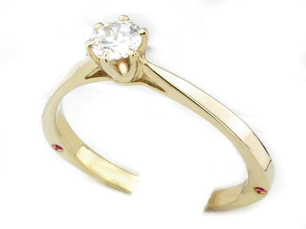 Złoty Pierścionek z diamentem i rubinami żółte złoto 585 - jg1133br_Si_H