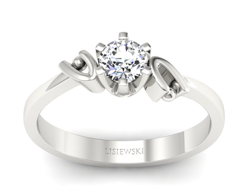 Złoty pierścionek z brylantem białe złoto - jg1136b