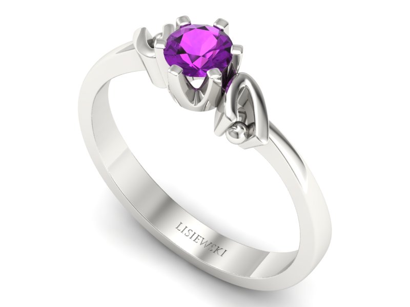 Pierścionek zaręczynowy z ametystem białe złoto - jg1136bat — zdjęcie 3