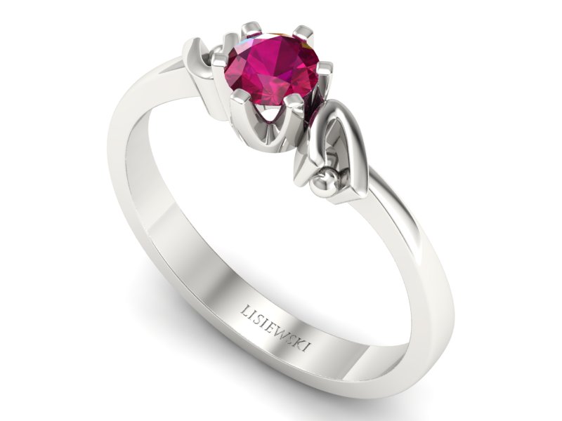 Złoty pierścionek z rubinem białe złoto - jg1136br — zdjęcie 3