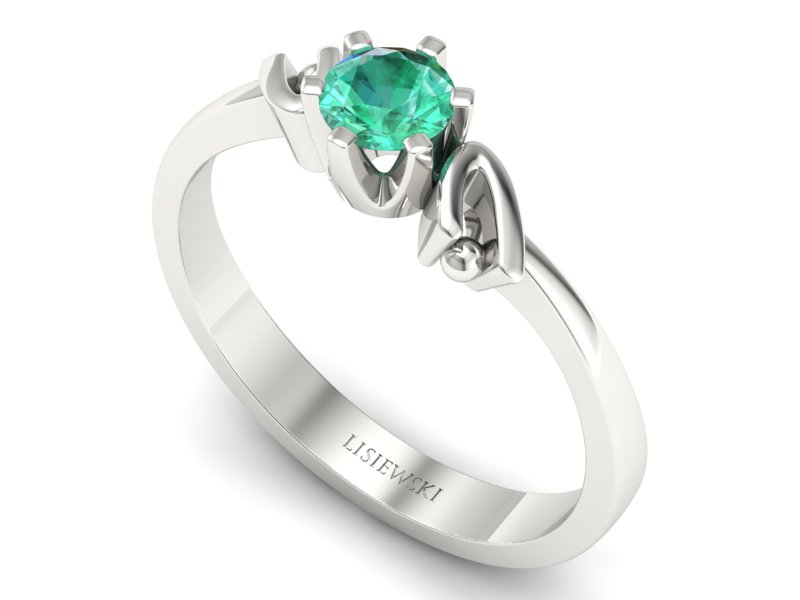 Złoty pierścionek ze szmaragdem białe złoto - jg1136bsm — zdjęcie 3