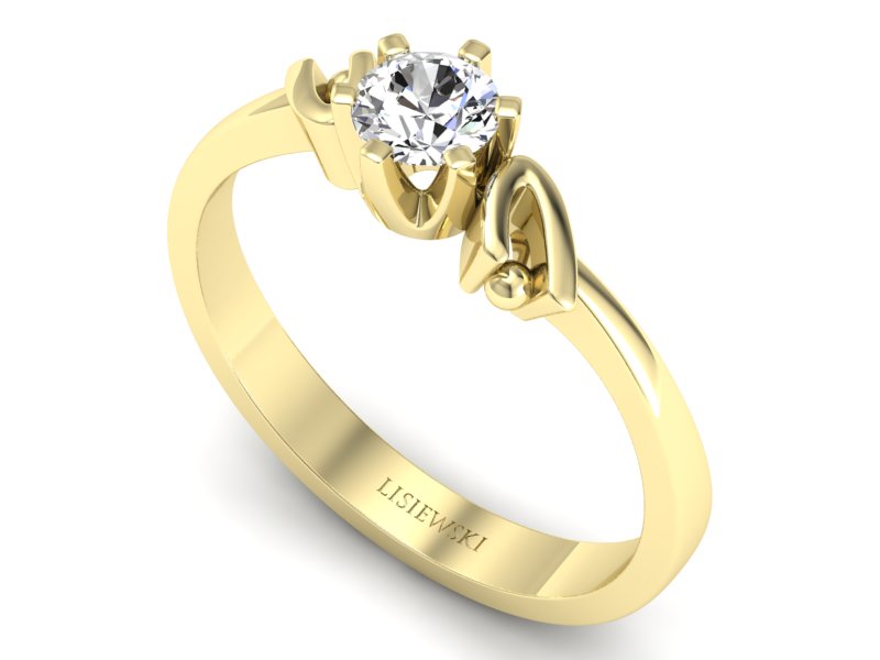 Złoty pierścionek z brylantem żółte złoto - jg1136z — zdjęcie 3