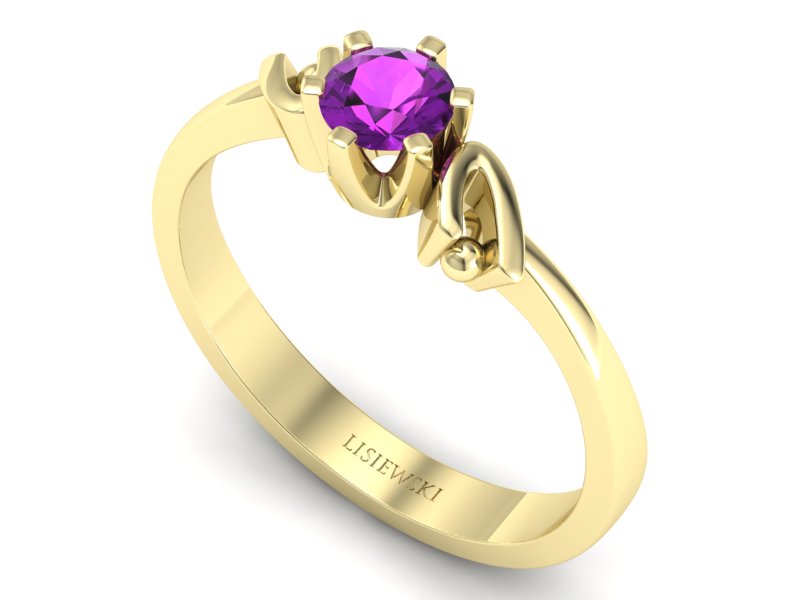 Złoty pierścionek z ametystem żółte złoto - jg1136zat — zdjęcie 3