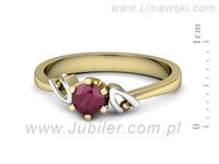 Złoty Pierścionek żółte złoto rodowane z rubinem - jg1136zbr- 2