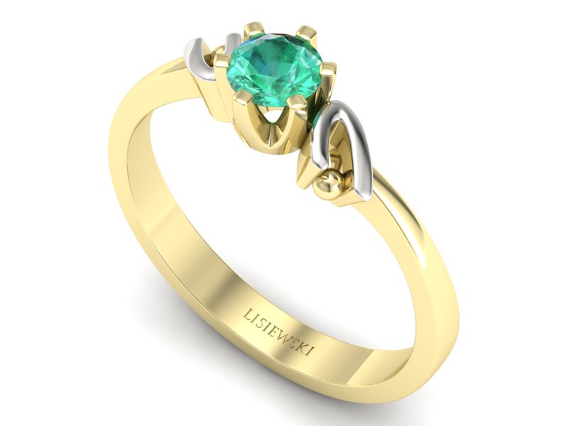 Pierścionek żółte złoto rodowane ze szmaragdem - jg1136zbsm — zdjęcie 3