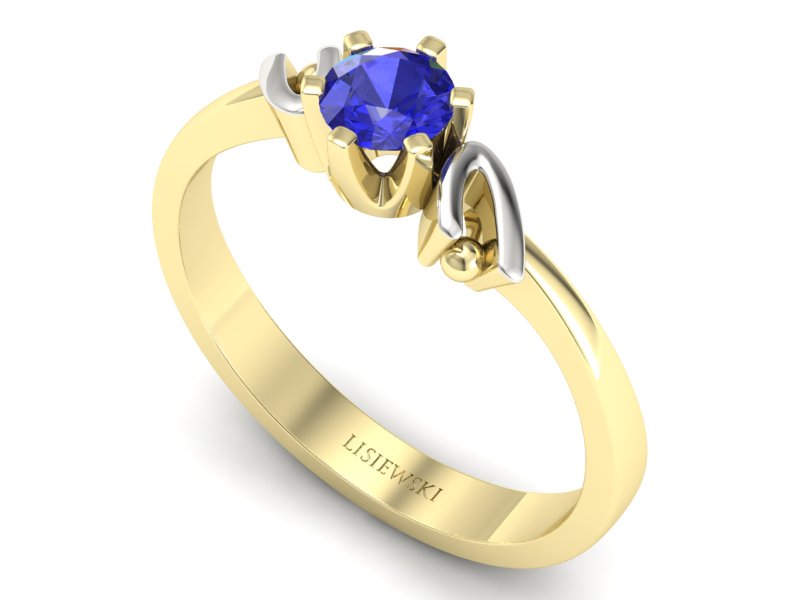 Złoty pierścionek z szafirem żółte złoto - jg1136zbszc — zdjęcie 3