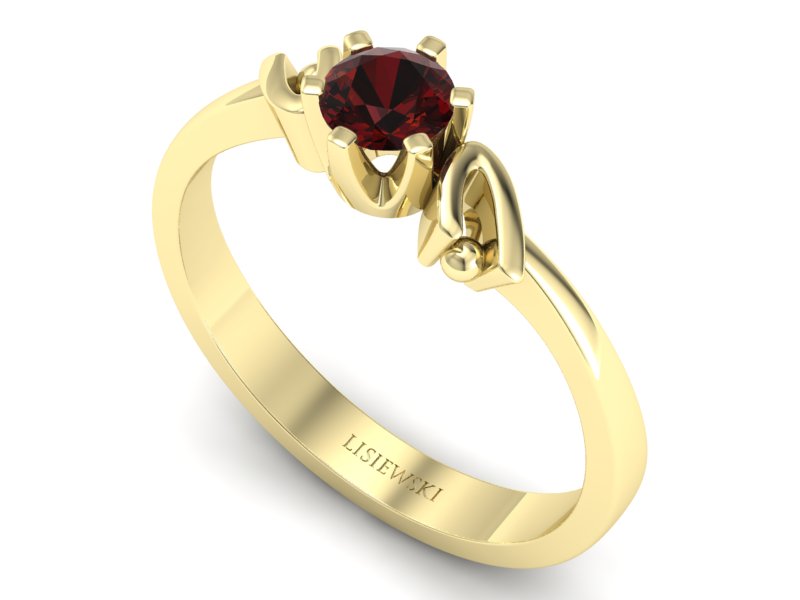 Złoty pierścionek z granatem żółte złoto - jg1136zgr — zdjęcie 3