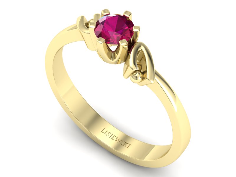 Złoty pierścionek z rubinem żółte złoto - jg1136zr — zdjęcie 3