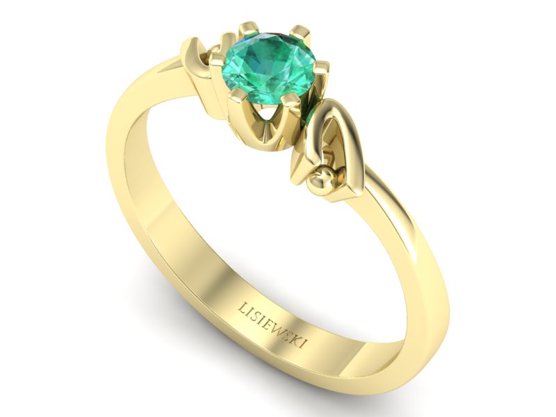 Złoty pierścionek ze szmaragdem żółte złoto - jg1136zsm — zdjęcie 3