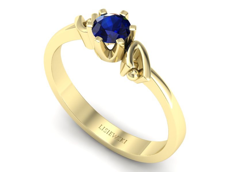 Złoty pierścionek z szafirem żółte złoto - jg1136zsz — zdjęcie 3