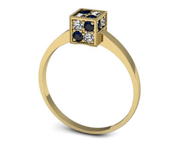 Pierścionek z brylantami i szafirami białe złoto - jg1158z — zdjęcie 3