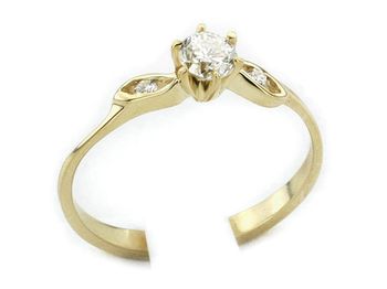 Złoty pierścionek z diamentami żółte złoto próba 585 - jg124 - 1